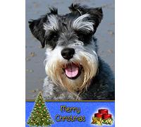 Miniature Schnauzer Dog Christmas Card 'Merry Christmas' - Special Animal Xmas Card for Him Her from Pets Kids