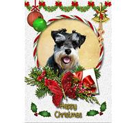 Miniature Schnauzer Dog Christmas Card White 'Happy Christmas' - Special Animal Xmas Card for Him Her from Pets Kids