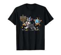 Miniature Schnauzer Dog Dreidel Menorah Hanukkah Womens Mens T-Shirt