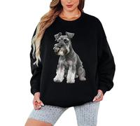 Miniature Schnauzer Dog Graphic Animals Womens Sweatshirt for Women Ladies Pullover Jumper Design Apparel L Black