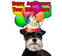 Miniature Schnauzer Dog Happy Anniversary Party Card codemsc Personalised Greeting card