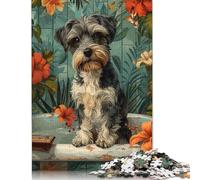 Miniature Schnauzer Dog in Bathtub Puzzles500 Pieces Wood Puzzle Jigsaws for Adults Jigsaw Puzzles for Adults Educational Game Challenge Toy 500pcs (52x38cm)