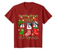 Miniature Schnauzer Dog In Christmas Socks Santa Lights Xmas T-Shirt