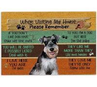 Miniature Schnauzer Door Mat Visiting My House Please Remember Miniature Schnauzer Dog Rules Welcome Non-Slip Mats Funny Doormat Bathroom Kitchen Front Porch Rugs Entrance 16x24 Inch