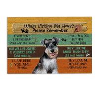 Miniature Schnauzer Door Mat Visiting My House Please Remember Miniature Schnauzer Dog Rules Welcome Non-Slip Mats Funny Doormat Bathroom Kitchen Front Porch Rugs Entrance 16 * 24in/40 * 60cm