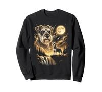 Miniature Schnauzer Howling to The Moon Meme Funny 90's Dog Sweatshirt
