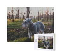 Miniature Schnauzer Lawn Pets Gray Dogs,500 Pieces Wooden Jigsaw Family Game Jigsaw Puzzles for Adults Teens Home Decor