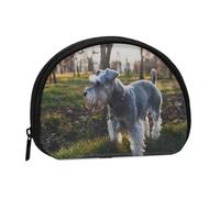 Miniature Schnauzer Lawn Pets Gray DogsSmall Makeup Sanitary Napkin Storage Bag,Women's Cosmetic Coin Purse