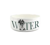 Miniature Schnauzer Pet Bowl - Painted Dog Portrait by Rhianon Chauncey - Large Ceramic Dog Water Bowl/Dish Gift for Dogs