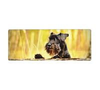 Miniature Schnauzer Pets Black Dogs,Mouse Pad Large Desk Pad Computer Keyboard Mouse Mat With Non Slip Rubber Base 30 x 80 cm