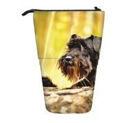 Miniature Schnauzer Pets Black Dogs,Standing Pencil Holder Stationery Bag Pencil Pouch Organizer Telescopic Pencil Case
