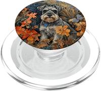 Miniature Schnauzer Salt Pepper Floral Dog Art PopSockets PopGrip for MagSafe