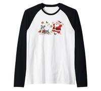 Miniature Schnauzer Santa Claus Boots Christmas Womens Mens Raglan Baseball Tee