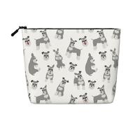 Miniature Schnauzer Seamless Pattern, Cosmetic Bag Imitation Linen Makeup Bag Portable Travel Toiletry Bag