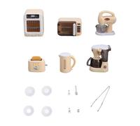 Miniature Set Mini Coffee Machine Toaster Microwave Oven Blender Safe PP Materials Suitable for Children Girls Boys for Home Play Gift, Yellow