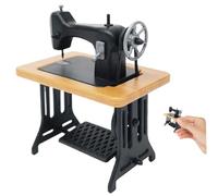 Miniature Sewing Machine 1:24 Scale Toy Sewing Machine Realistic Vintage Dollhouse Furniture Tabletop Room Decor for Kids Toddler Yellow..