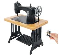 Miniature Sewing Machine 1:24 Scale Toy Sewing Machine Realistic Vintage Dollhouse Furniture Tabletop Room Decor for Kids Toddler Yellow