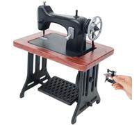 Miniature Sewing Machine 1:24 Scale Toy Sewing Machine Realistic Vintage Dollhouse Furniture Tabletop Room Decor for Kids Toddler Red #·