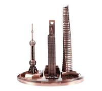 Miniature Shanghai Skylines Model Featurings Orientals Pearls Tower Electroplated Alloys Art Piece For Vintages Styles Interior Global Financial Center Alloys Model Gift