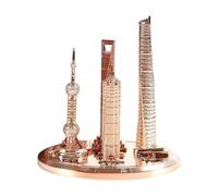 Miniature Shanghai Skylines Model Featurings Orientals Pearls Tower Electroplated Alloys Art Piece For Vintages Styles Interior Global Financial Center Alloys Model Gift