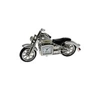 MINIATURE SILVER CLASSIC MOTORBIKE NOVELTY QUARTZ CLOCK BOXED