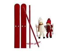 Miniature Snow Skis - 30g Sporty Pair With Poles, Desktop Christmas Ornaments | Festive Decoration For Gnome Figurines Holiday Tabletop Winter Display Home Seasonal Decor Collectible