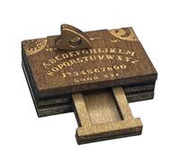 Miniature Spirit Talking Board with Secret Drawer - Gothic Altar Decor Jewelry Keepsake Box | Engraved Oddity with Miniature Planchette Intricate Artisan Detail 1.3x0.98 in