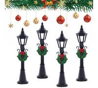 Miniature Street Light Pack of 4, Miniature Garden Accessories, Mini Christmas Street Lights Models, Dollhouse Gnome Street Light