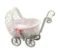Miniature Stroller Wicker Woven Stroller Wedding Woven Wedding Candy Shopping Cart Pretend Play 143