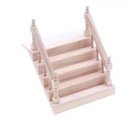 Miniature Sturdy Wood Staircase With Handrail For Dollhouses 1 12 Scale Solid Wood Furniture Models Decoration Collectible Dollhouses Furniture
