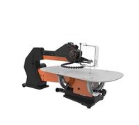 Miniature Table Saw, Variable Speed Parallel Arm Scroll Saw with Extra-Large Dual-Bevel Steel Table, Black Orange,for Cutting Metal Wood