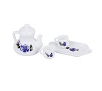 Miniature Tea Set with Floral Pattern - 1:12 Scale Dollhouse Accessories