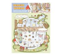 Miniature Teacup Scene Sticker Cartoon Cabin Scenery PET for Notebook Journal Memory Book Laptop Scrapbooking Animal