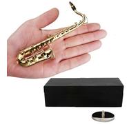 Miniature Tenors Saxophone Model With Stand And Case Gold Plated Saxophone Model Musical Instrument Decoration Enduring Music Scene Accessory