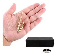 Miniature Tenors Saxophone With Stand And Case Brass Gold Plated Model Musical Instrument Decoration For Music Lovers Musical Instrument Decoration