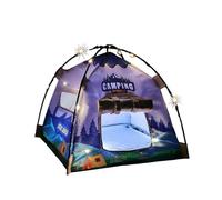 Miniature Tent with LED Lights for Dollhouse - 6.7 inch Tiny Camping Tent with Warm String Lights, Perfect for Fairy Garden, Diorama, Miniature Scene, Doll Accessories & Room Decor