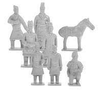 Miniature Terracotta Warriors Figurines 8pcs for Home Display and Desk Decoration, PVC Material with Ancient Qin Detailed Expressions