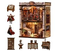 Miniature Theatre 325 Piece Wooden Beech Recess Kit with LED Light | Finished dimensions 10.6 × 16.8 × 21 cm, assembly time 6-8 hours, for bookcase or shelf