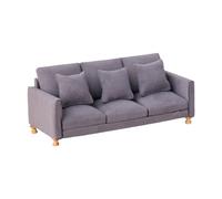 Miniature Three-Seat Sofa Model for 1/12 Doll House Living Room Scene Display with Pillows Doll House Furniture