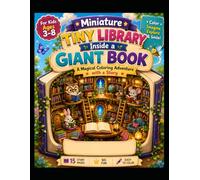 Miniature Tiny Library Inside a Giant Book: A Magical Coloring Adventure with a Simple Story | Cute Miniature Worlds for Kids Ages 3-8 | Fun, Easy Coloring Book for Boys & Girls