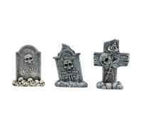 Miniature Tombstones Figurine - Resin Sculpture Set, Halloween Desktop Decorations | Grave Ornaments Rip Headstones Props for Graveyard, Haunted House, Halloween Party, Supplies