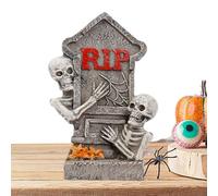 Miniature Tombstones Statue, Horror Skeleton Tombstone Resin Ornament, Skull Scene Decor Spooky Party Accessories for Window Home Photography Background Theme Party