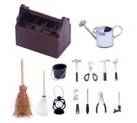 Miniature Tool Box 14PCS Dollhouse Tool Kit, Multi-functional 1/12 Scale Accessories Funny Pit Mini Toolbox Mini Tool