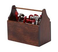 Miniature Tool Box Wooden Toolbox Model Doll House Accessories 1/12 Scale with Metal Tools for Dollhouse Decoration Material Wooden Color Shown Size 4.5 x 2.3 x 4cm