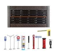 Miniature Traffic Sign Toy Playset - Educational Road Models Rich, City Transportation Learning Tools | Compact Urban Stand, Reflective Figures Bases, Interactive Safety Role-play Pieces Role