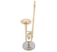 Miniature Trombone Model, Micro Musical Instrument Ornaments, Golden Musical Instrument Model with Stand and Case, Gift for Kids Lovers