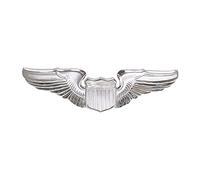 Miniature US Air Force Pilot Wings Badge Mirror Finish, Miniature, Silver-colored metal, no gemstone