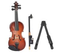 Miniature Violin - 10cm Mini Violin Figurine, Wooden Model with Stand, Collectible Display Ornament | Desk Decoration Accessory for Living Room Study Office Home Music Lovers Gift Handge