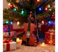 Miniature Violin - 5 Inch Tiny Instrument Model, Realistic Sound Playable Feature, Detailed Collectible Display | Desk Bedside Bookcase Nightstand Window Sill Music Lovers