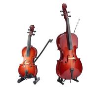 Miniature Violin and Cello Model Small String Instruments Home Decoration for Display Shelf Desk Craft Ornaments Miniature Violin and Cello Set